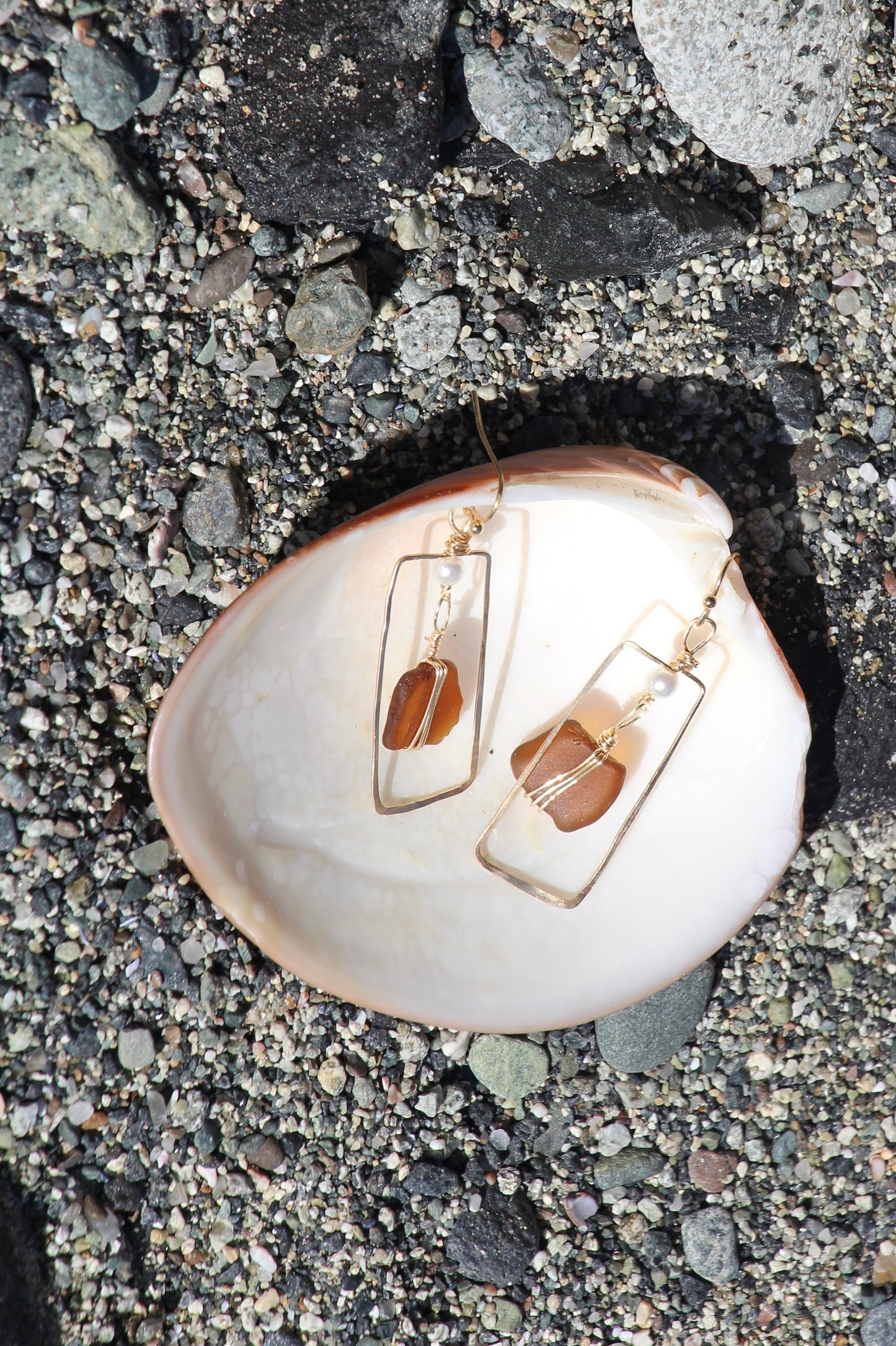 framed seaglass earrings
