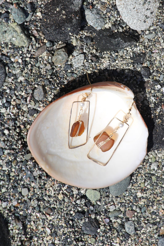 framed seaglass earrings