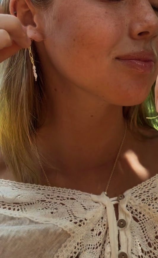 paper clip pearl earrings